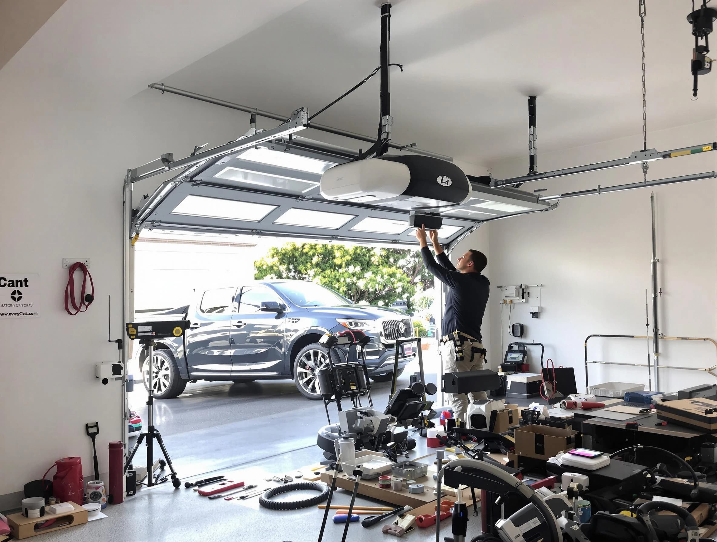 Smyrna Garage Door Repair specialist installing smart garage door opener system in Smyrna home
