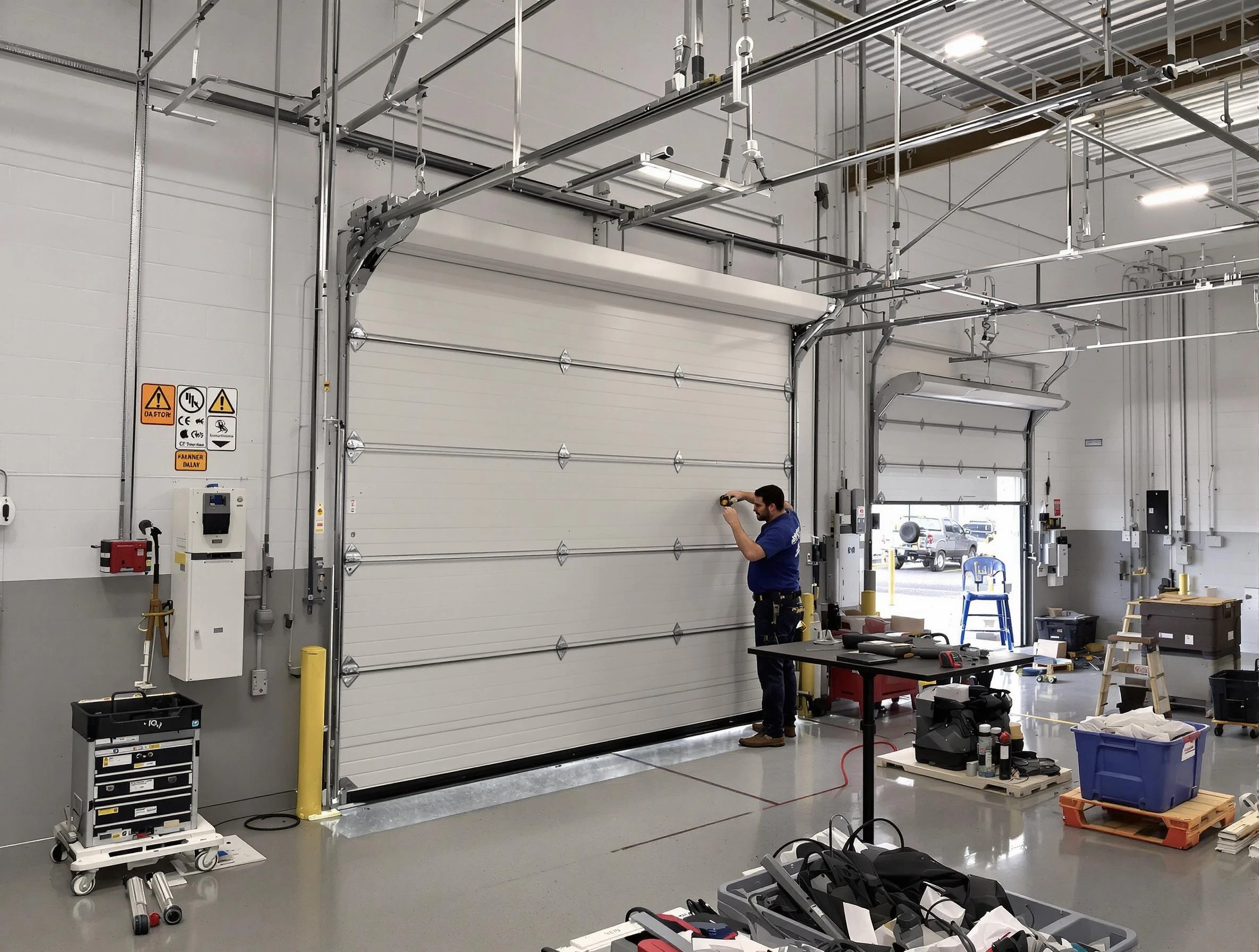 Commercial garage door repair being performed by Smyrna Garage Door Repair expert in Smyrna